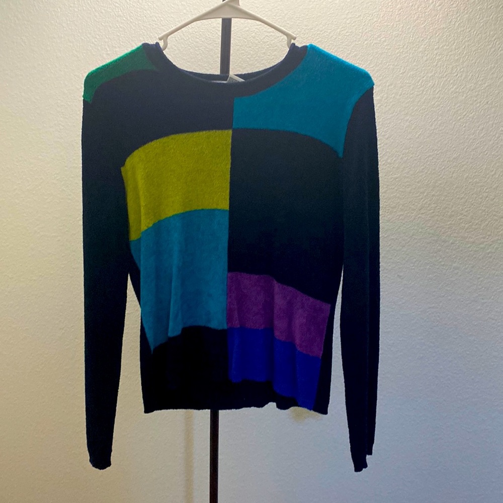 Warm Sweater with a Color Block Pattern